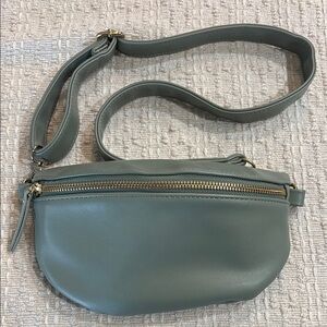 Sleek Green Vegan Leather Crossbody Bag